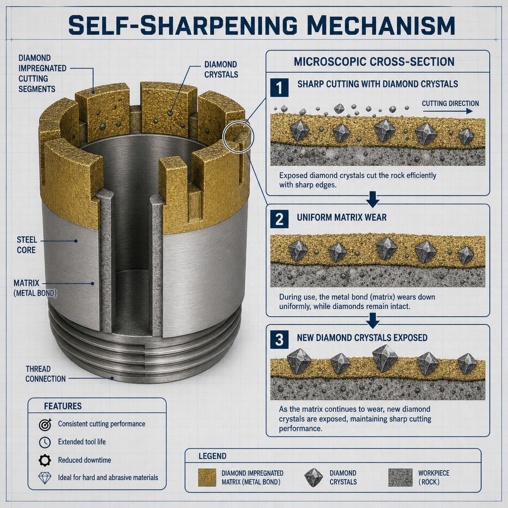 NQ Impregnated Diamond Core Drill Bit, High Recovery Rate, for Mineral Exploration Hard Rock Drilling 4